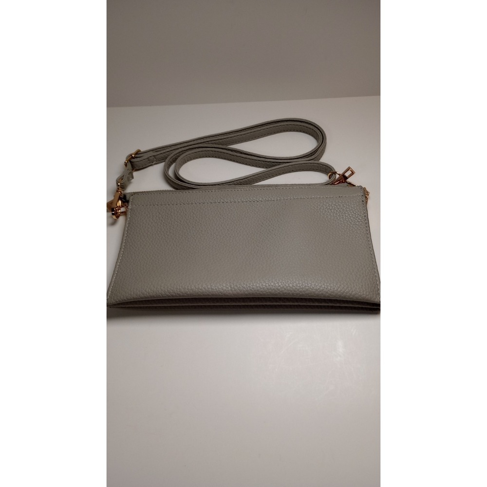 Crossbody Multi-Compartment Purse Gray Faux Leather Unbranded Heavy Well Made